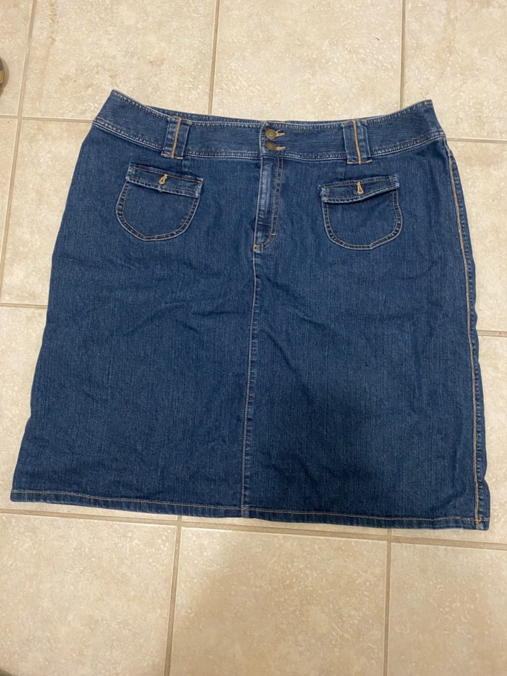 Classic Dark Blue Denim Skirt - Women's Casual A-Line